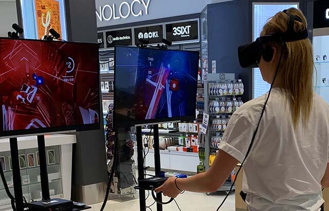 Virtual Reality being used in a store