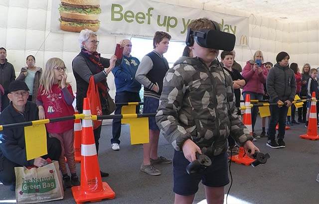 Virtual Reality being used in a winter festival